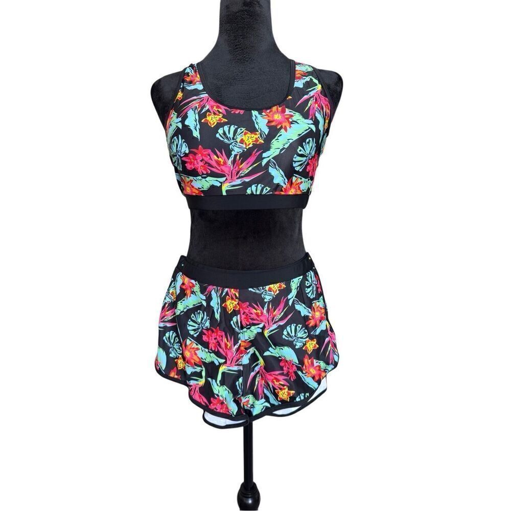Floral print 2 piece swimsuit (S)